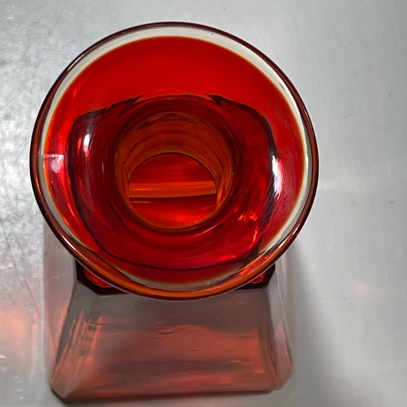 Vtg 1970s Rainbow Orange Hand Blown Glass/Vase (T43) - Picture 6 of 6